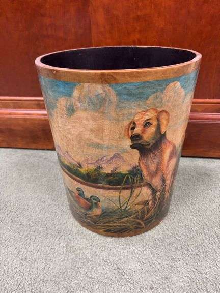 12” Hunting Dog with Ducks Trashcan image