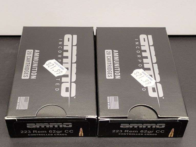 Two 20 Cartridge Boxes Ammo Inc. 223 Rem 62 Grain CC image