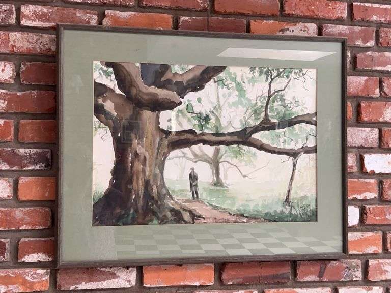 Signed John Brown Impressionist-style  watercolor print…..32-1/2 x 25-1/2 image