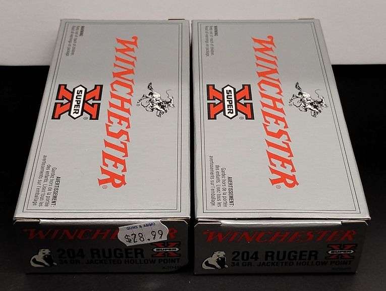 Two 20 Cartridge Boxes Winchester Super X 204 Ruger Jacketed Hollow Point 34 Grain image