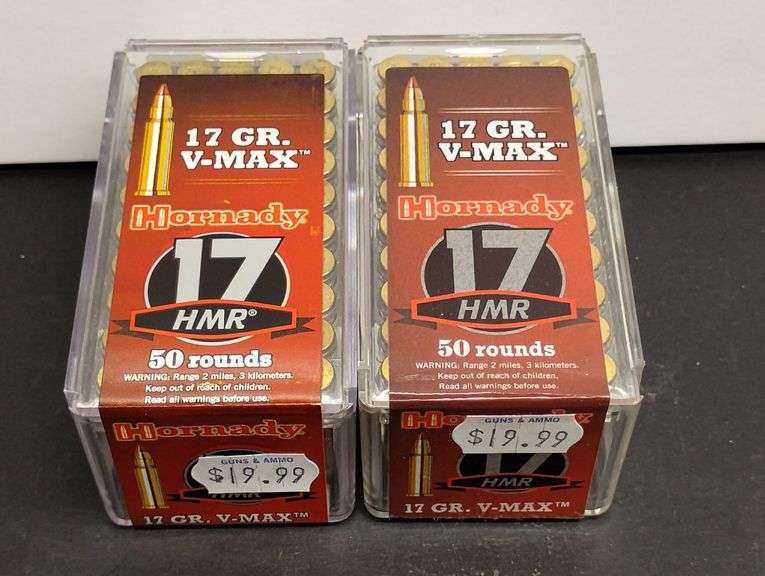Two 50 Round Boxes Hornady 17 HMR V-Max 17 Grain image
