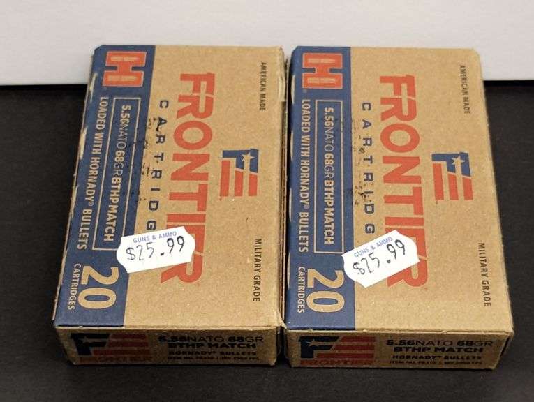Two 20 Cartridge Boxes Frontier 5.56 NATO 68 Grain BTHP Match Loaded with Hornady Bullets image