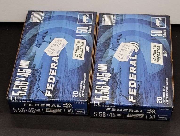 Two 20 Cartridge Boxes Federal JHP 5.56 x 45 50 Grain image