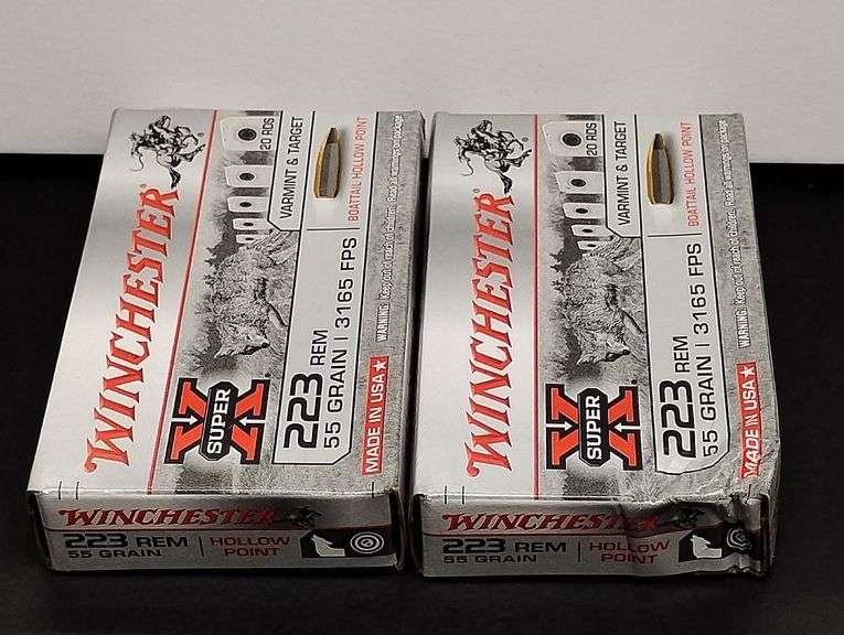 Two 20 Cartridge Boxes Winchester Super X 223 Rem. 55 Grain Boattail Hollow Point image
