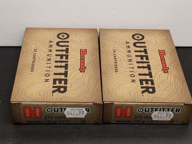 Two 20 Cartridge Boxes Hornady Outfitter 270 WIN 130 Grain CX image