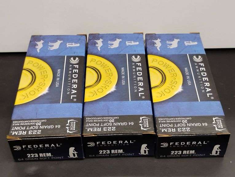 Three 20 Cartridge Boxes Federal Ammunition 223 Rem. 64 Grain Soft Point image