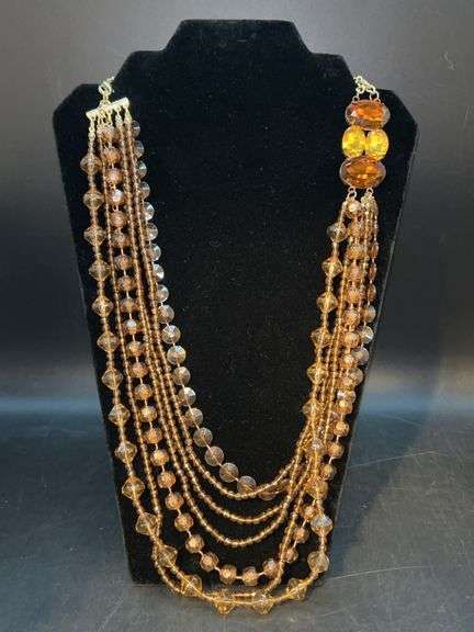 Nice look multi-strand amber-tone necklace image