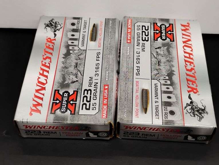 Two 20 Cartridge Boxes Winchester Super X 223 Rem. 55 Grain Boattail Hollow Point image