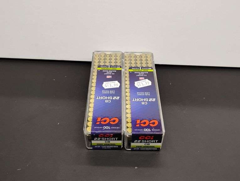 Two 100 Cartridge Boxs CCI CB 22 Short Sub-Sonic Low Noise 29gr image