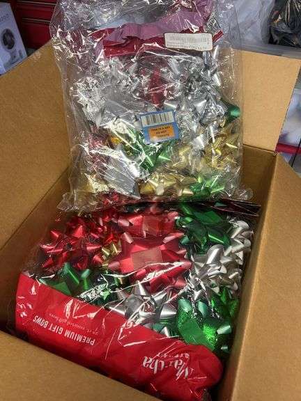 2 boxes of Christmas bows, bags and ribbons….see all pics image