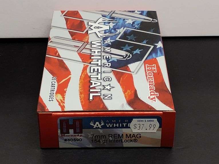 One 20 Cartridge Box Hornady American Whitetail 7mm REM MAG 154 Grain InterLock image