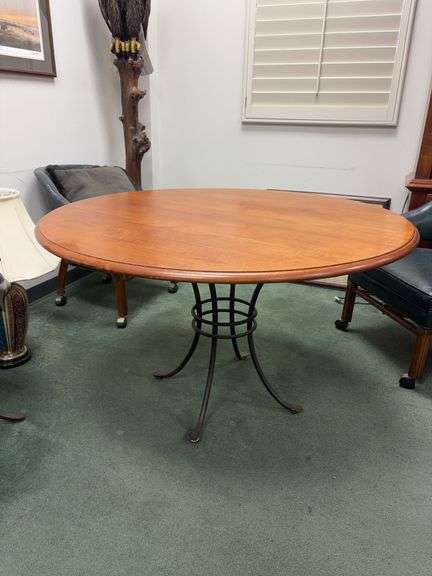 Hammary Wooden Round Table with Metal Base image