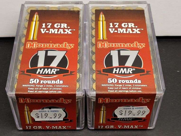 Two 50 Round Boxes Hornady 17 HMR V-Max 17 Grain image