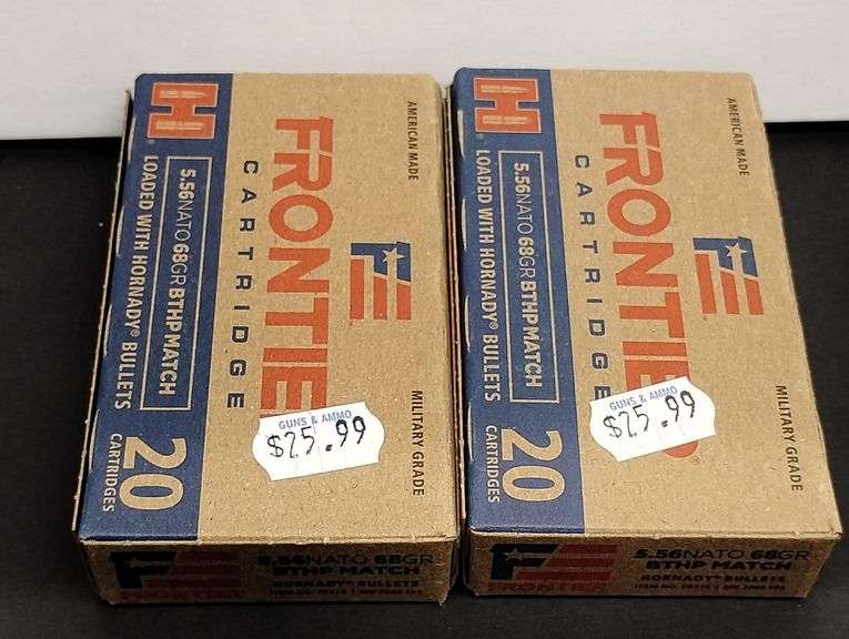 Two 20 Cartridge Boxes Frontier 5.56 NATO 68 Grain BTHP Match Loaded with Hornady Bullets image