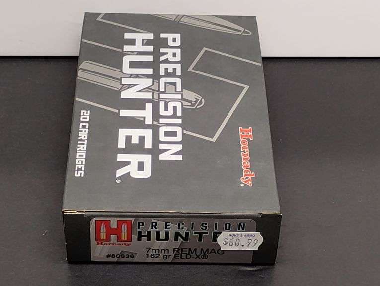 One 20 Cartridge Box Hornady Precision Hunter 7mm REM MAG 162 Grain ELD-X image
