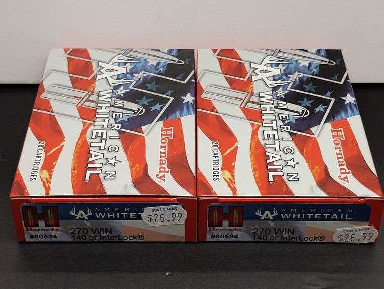 Two 20 Cartridge Boxes Hornady American Whitetail 270 WIN 140 Grain InterLock image