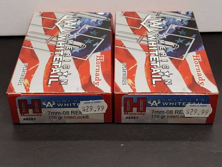 Two 20 Cartridge Boxes Hornady American Whitetail 7mm-08 REM 139 Grain InterLock image