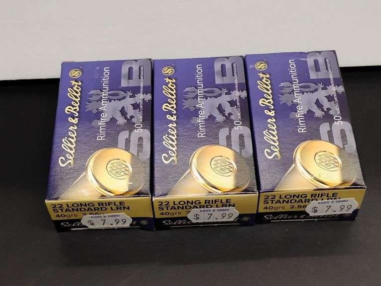 Three 50 Cartridge Boxes Sellier & Bellot 22 LR Rimfire 40gr image