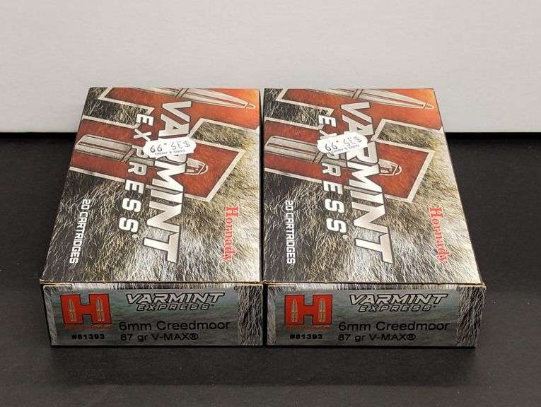Two 20 Cartridge Boxes Hornady Varmint Express 6MM Creedmoor 87 Grain V-MAX image