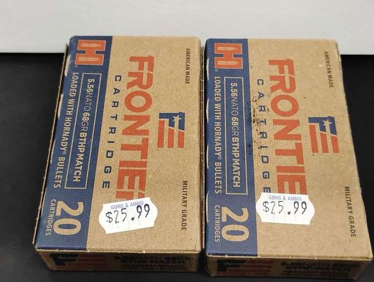 Two 20 Cartridge Boxes Frontier 5.56 NATO 68 Grain BTHP Match Loaded with Hornady Bullets image