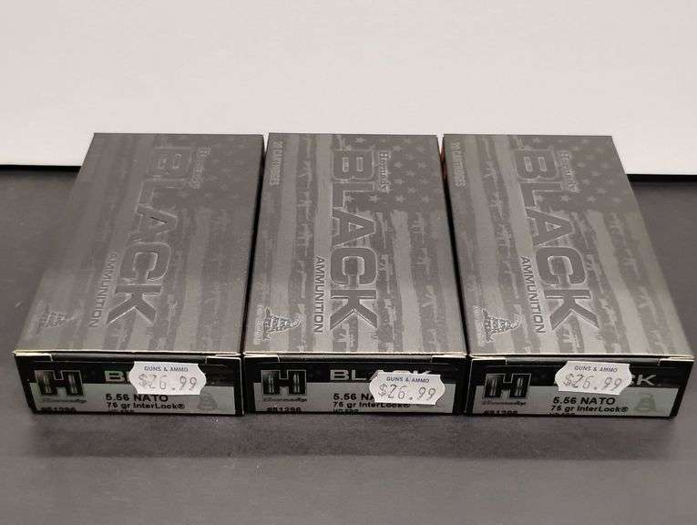 Three 20 Cartridge Boxes Hornady Black 5.56 NATO 75 Grain InterLock image