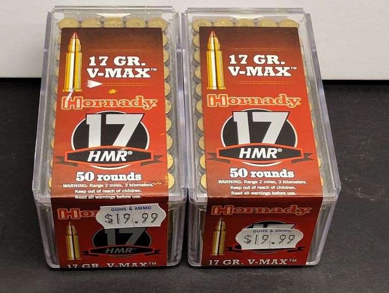 Two 50 Round Boxes Hornady 17 HMR V-Max 17 Grain image