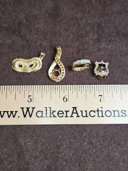 Collection of Four(4) 14K & 10K gold, diamond, & pearl pieces 9.9 total grams DIAMONDS TESTED POSITIVE USING DIAMOND SELECTOR II TESTER... image