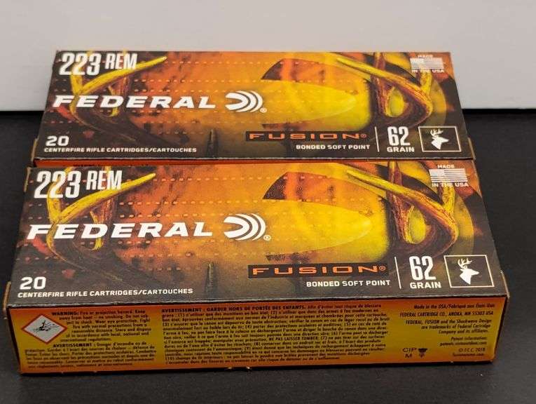 Two 20 Cartridge Boxes Federal Fusion 223 Rem Soft Point 62 Grain image