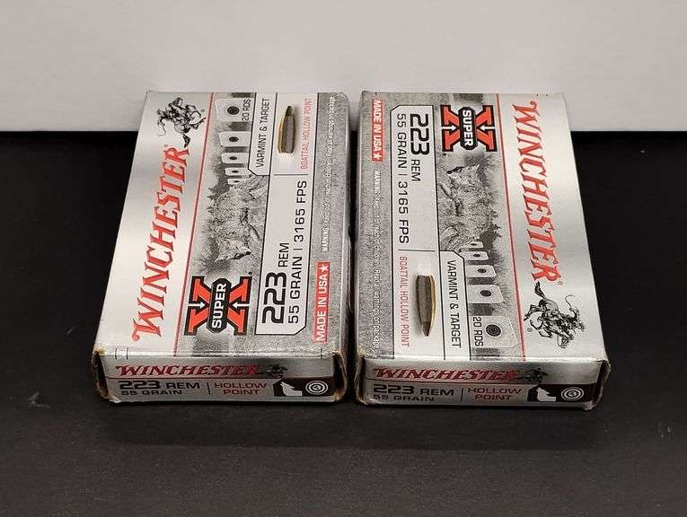 Two 20 Cartridge Boxes Winchester Super X 223 Rem. 55 Grain Boattail Hollow Point image