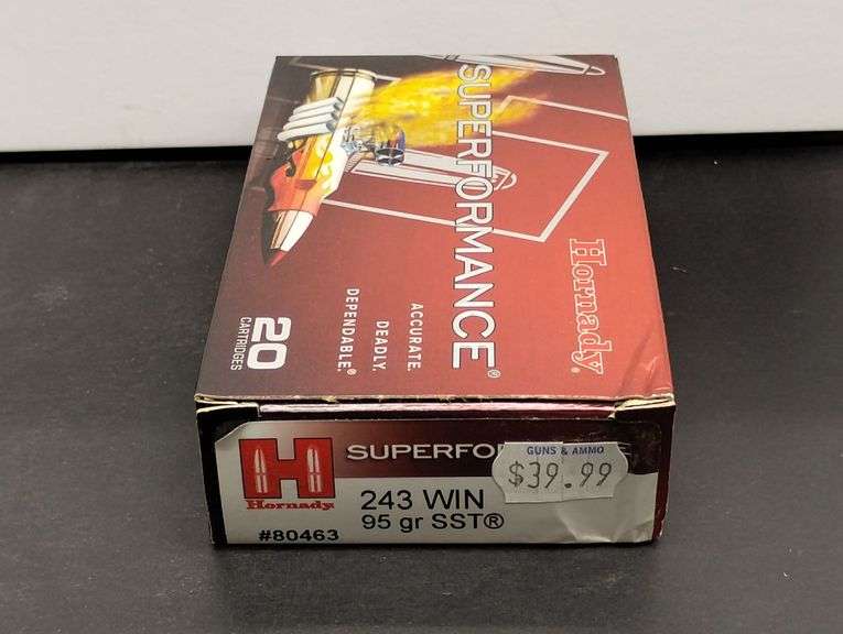 One 20 Cartridge Box Hornady Superformance 243 WIN 95 Grain SST image