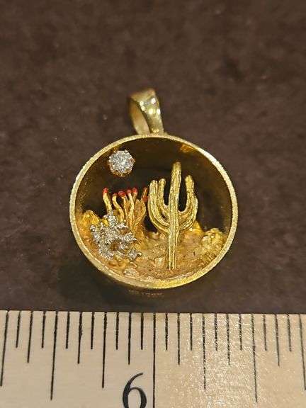 18K(.750) gold pendant w/diamond 14.2 total grams DIAMOND TESTED POSITIVE USING DIAMOND SELECTOR II TESTER... image