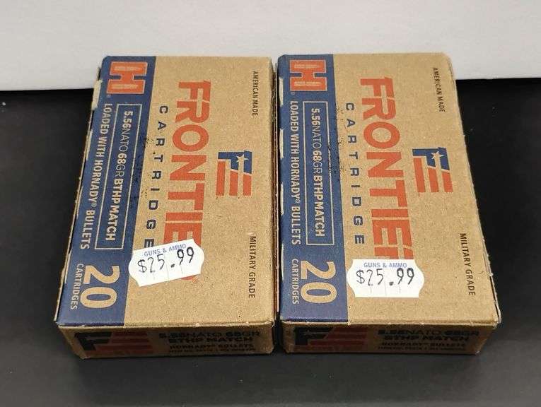 Two 20 Cartridge Boxes Frontier 5.56 NATO 68 Grain BTHP Match Loaded with Hornady Bullets image