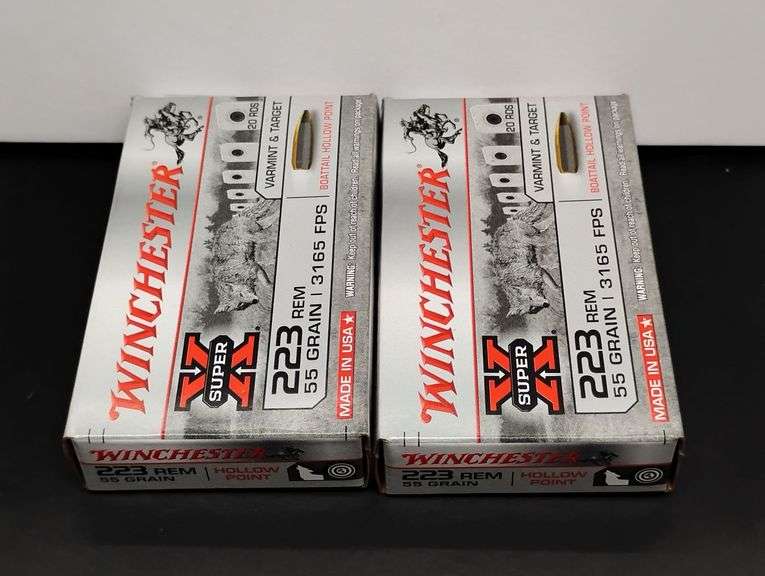 Two 20 Cartridge Boxes Winchester Super X 223 Rem. 55 Grain Boattail Hollow Point image