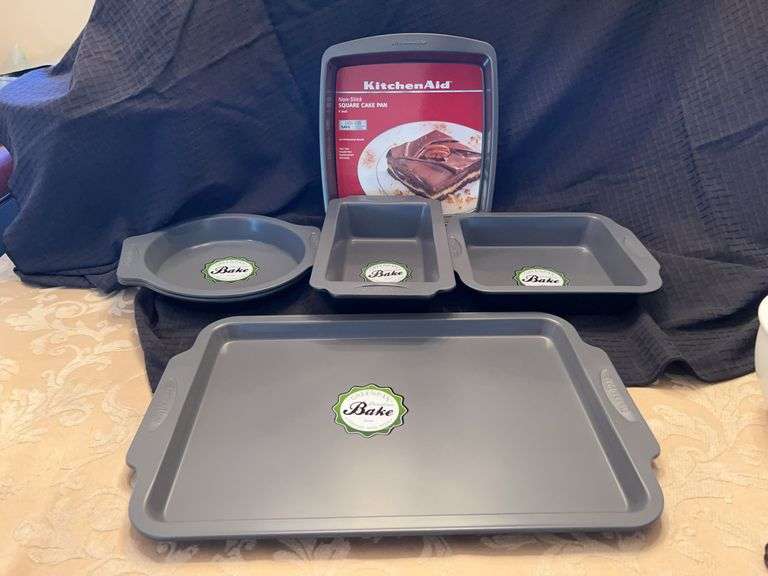 NEW collection GreenPan Ceramic Non-Stick bakeware and (1) NEW KitchenAid 9” square cake pan image