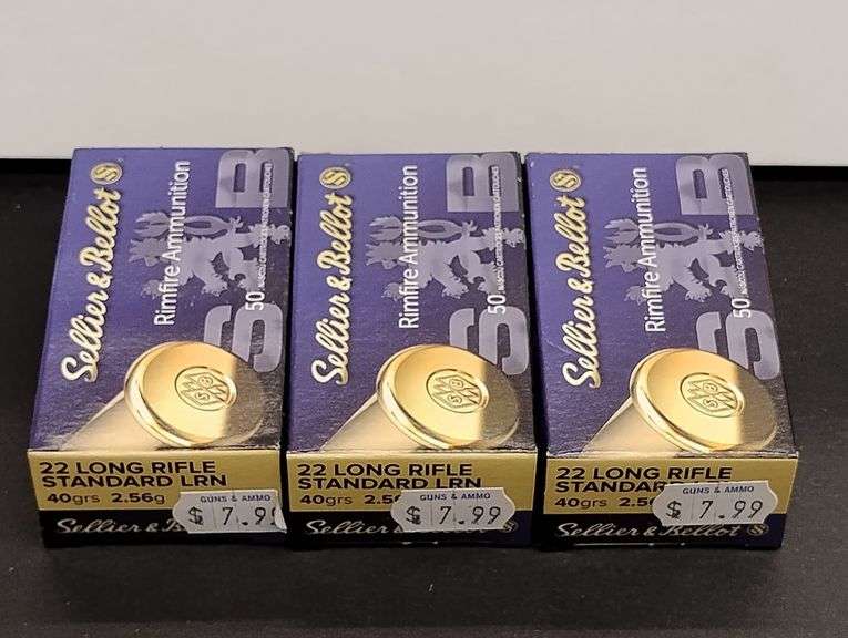 Three 50 Cartridge Boxes Sellier & Bellot 22 LR Rimfire 40gr image