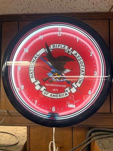 20” Black and Red NRA Neon Lit Wall Clock image