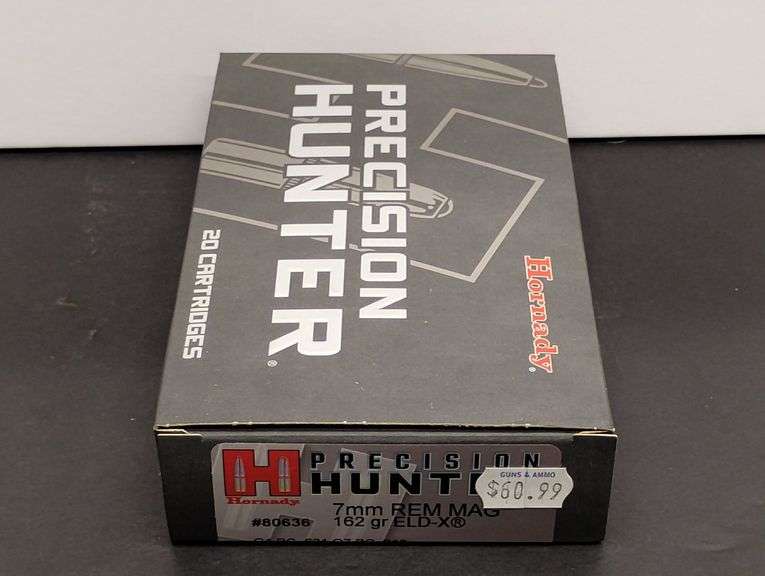 One 20 Cartridge Box Hornady Precision Hunter 7mm REM MAG 162 Grain ELD-X image