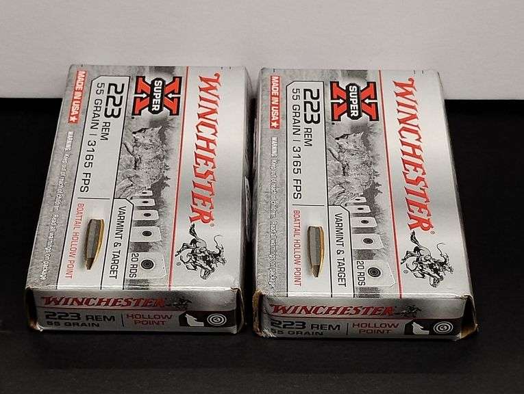 Two 20 Cartridge Boxes Winchester Super X 223 Rem. 55 Grain Boattail Hollow Point image