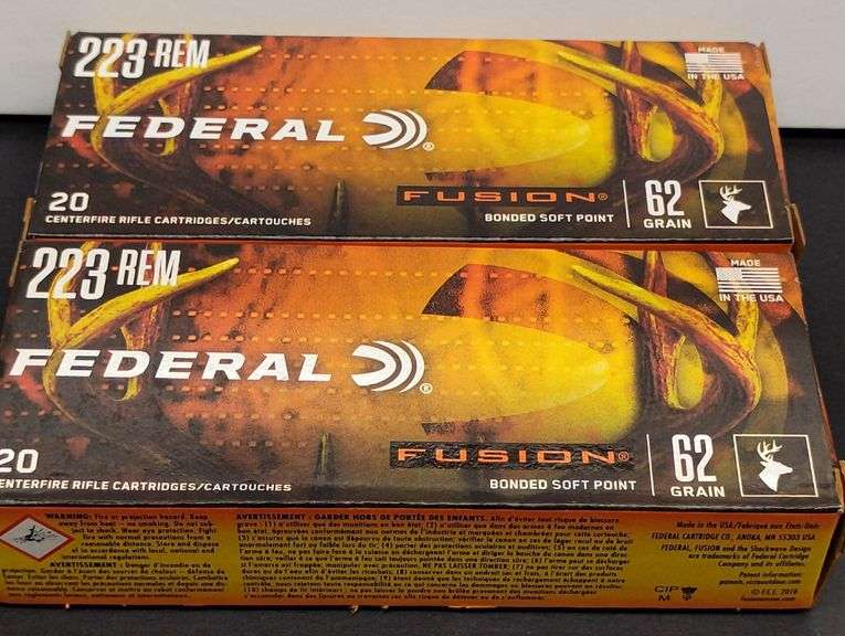 Two 20 Cartridge Boxes Federal Fusion 223 Rem Soft Point 62 Grain image