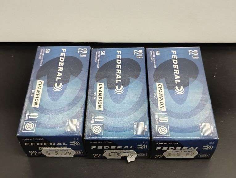 Three 50 Cartridge Boxes Federal 22 LR Rimfire 40gr image