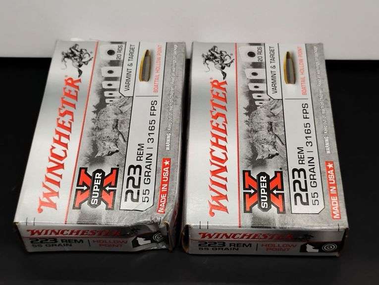 Two 20 Cartridge Boxes Winchester Super X 223 Rem. 55 Grain Boattail Hollow Point image