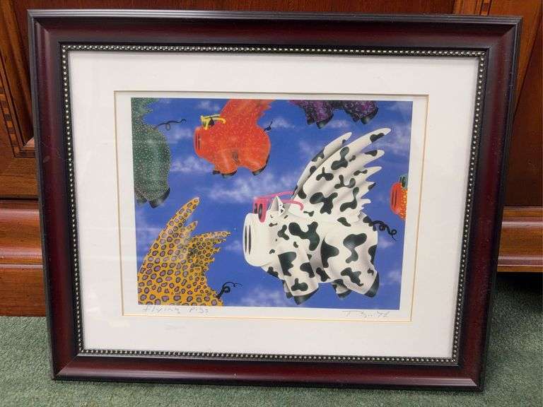 Framed and Signed Print “Flying Pigs” by John Booth image