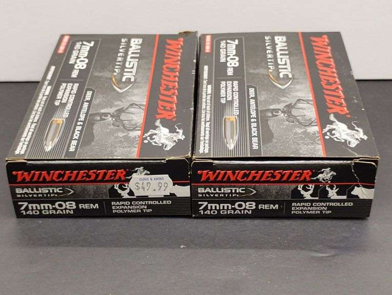 Two 20 Cartridge Boxes Winchester Ballistic Silvertip 7mm-08 140 Grain Polymer Tip image