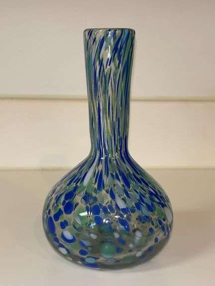 Hand Blown Mexico Confetti Glass Vase…..7-1/2” tall image