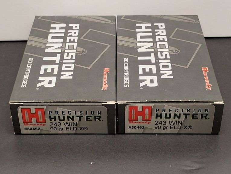 Two 20 Cartridge Boxes Hornady Precision Hunter 243 WIN 90 Grain ELD-X image