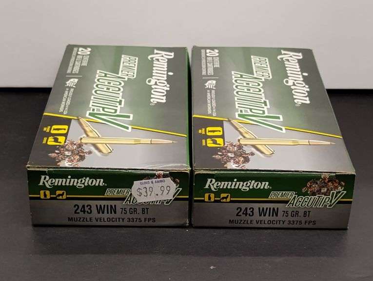 Two 20 Cartridge Boxes Remington AccuTip-V 243 WIN 75 Grain image