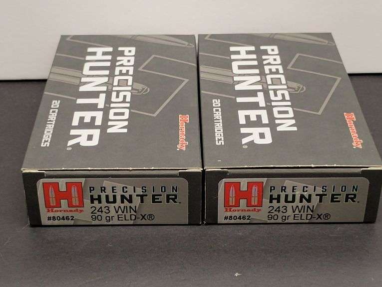 Two 20 Cartridge Boxes Hornady Precision Hunter 243 WIN 90 Grain ELD-X image