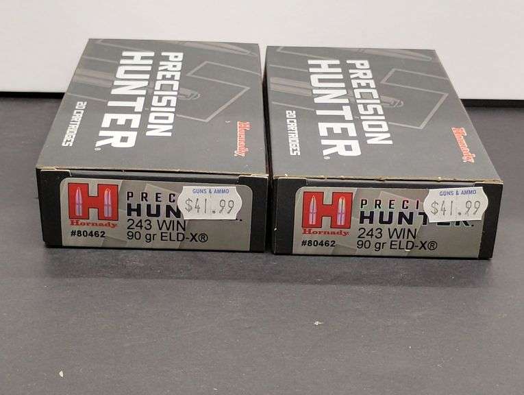 Two 20 Cartridge Boxes Hornady Precision Hunter 243 WIN 90 Grain ELD-X image