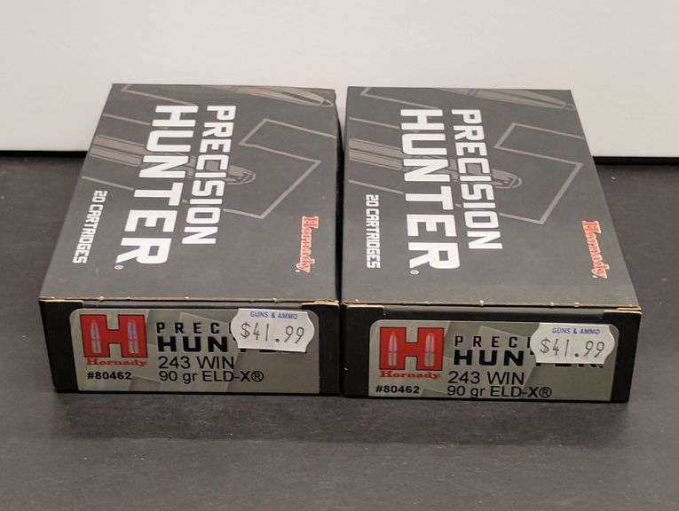 Two 20 Cartridge Boxes Hornady Precision Hunter 243 WIN 90 Grain ELD-X image