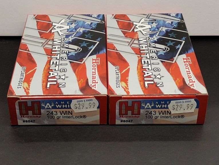 Two 20 Cartridge Boxes Hornady American Whitetail 243 WIN 100 Grain InterLock image
